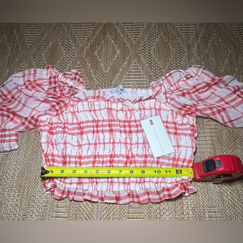 Endless Rose Women's Red/White Gingham Smocked Top, Size S, Brand New, NWT - Picture 9 of 11